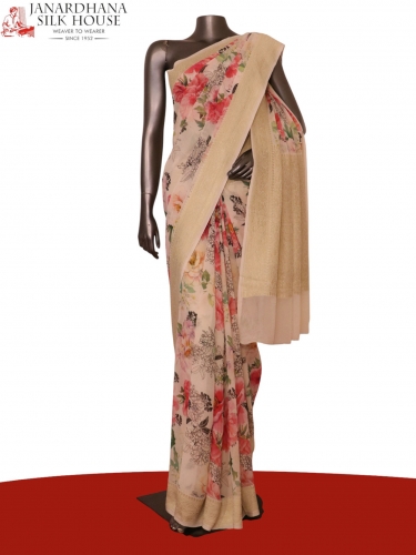 Pure Printed Georgette Silk Saree